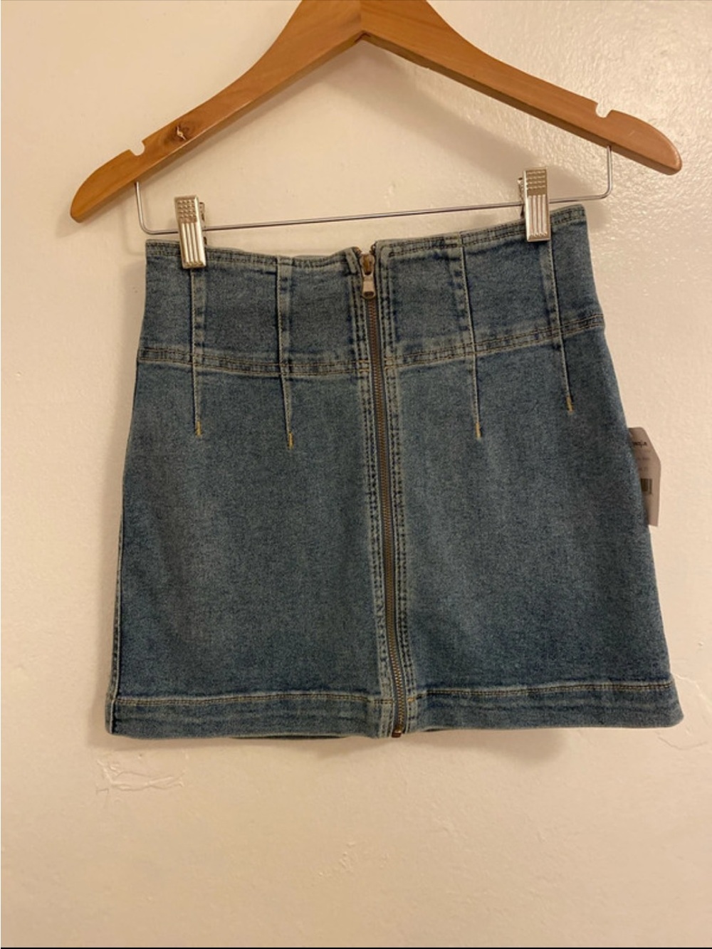 Denim Front-Zip Mini Skirt